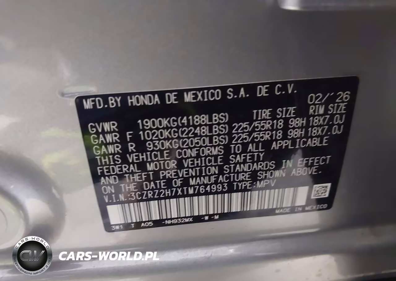 2026 Honda Hr-V Awd Ex-L VIN:3CZRZ2H7XTM764993 - 9