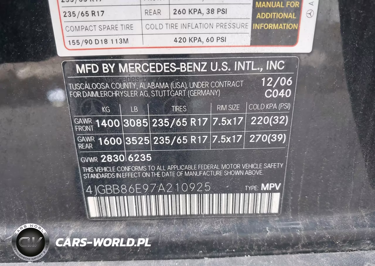 2007 Mercedes-Benz Ml 350 4Matic VIN:4JGBB86E97A210925 - 9