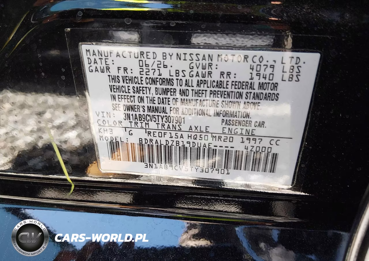 2026 Nissan Sentra Sv VIN:3N1AB9CV5TY307901 - 9