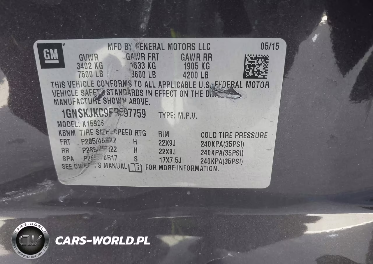 2015 Chevrolet Suburban Lt VIN:1GNSKJKC9FR697759 - 8