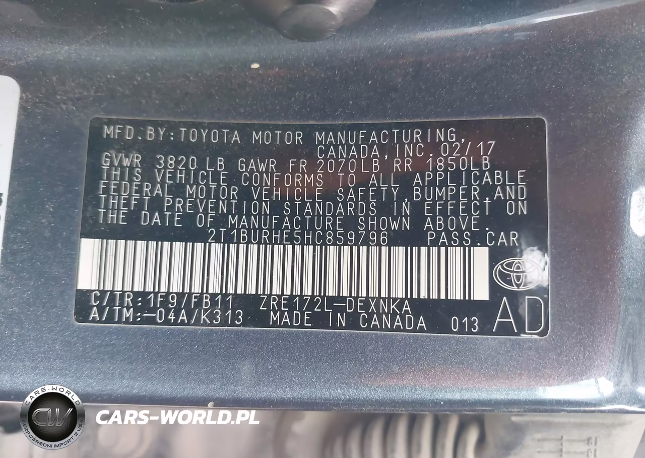 2017 Toyota Corolla Le VIN:2T1BURHE5HC859796 - 9