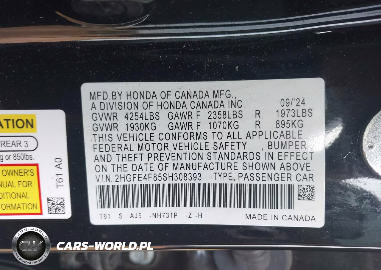 2025 Honda Civic Hybrid Sport-Sport Touring VIN:2HGFE4F85SH308393 - 9