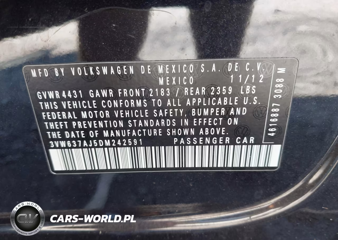 2013 Volkswagen Jetta Hybrid Se VIN:3VW637AJ5DM242591 - 9