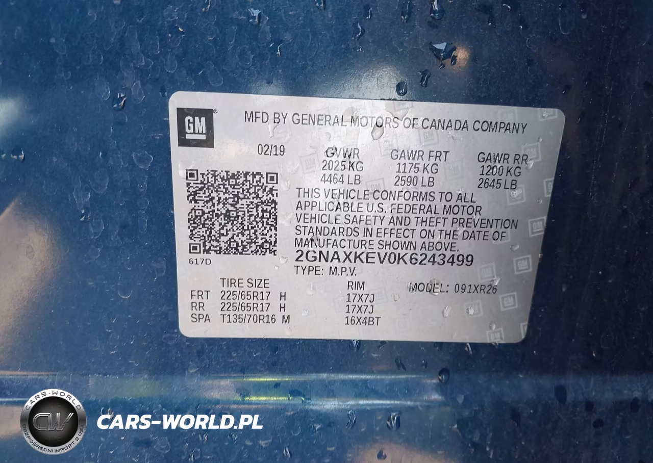 2019 Chevrolet Equinox Lt VIN:2GNAXKEV0K6243499 - 9