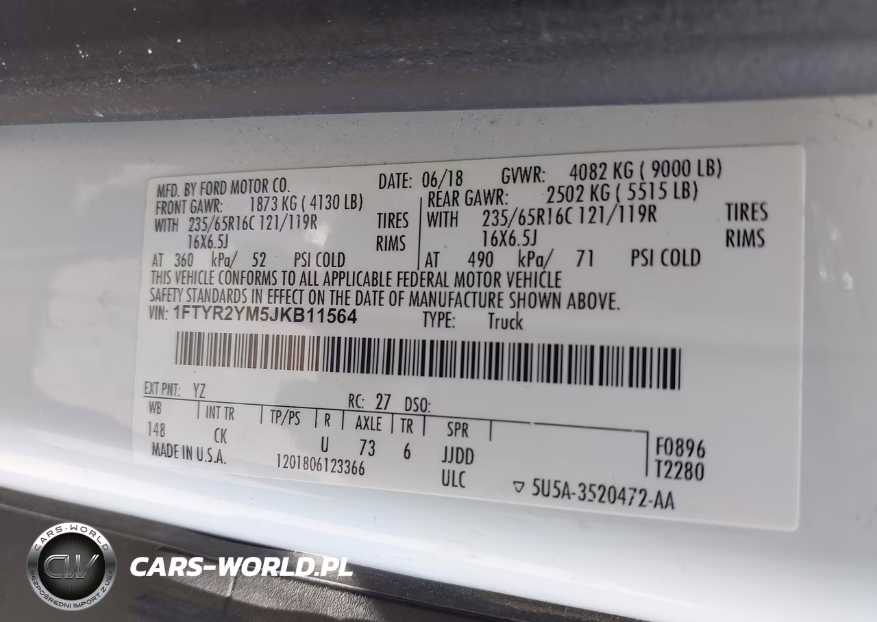 2018 Ford Transit-250 VIN:1FTYR2YM5JKB11564 - 9