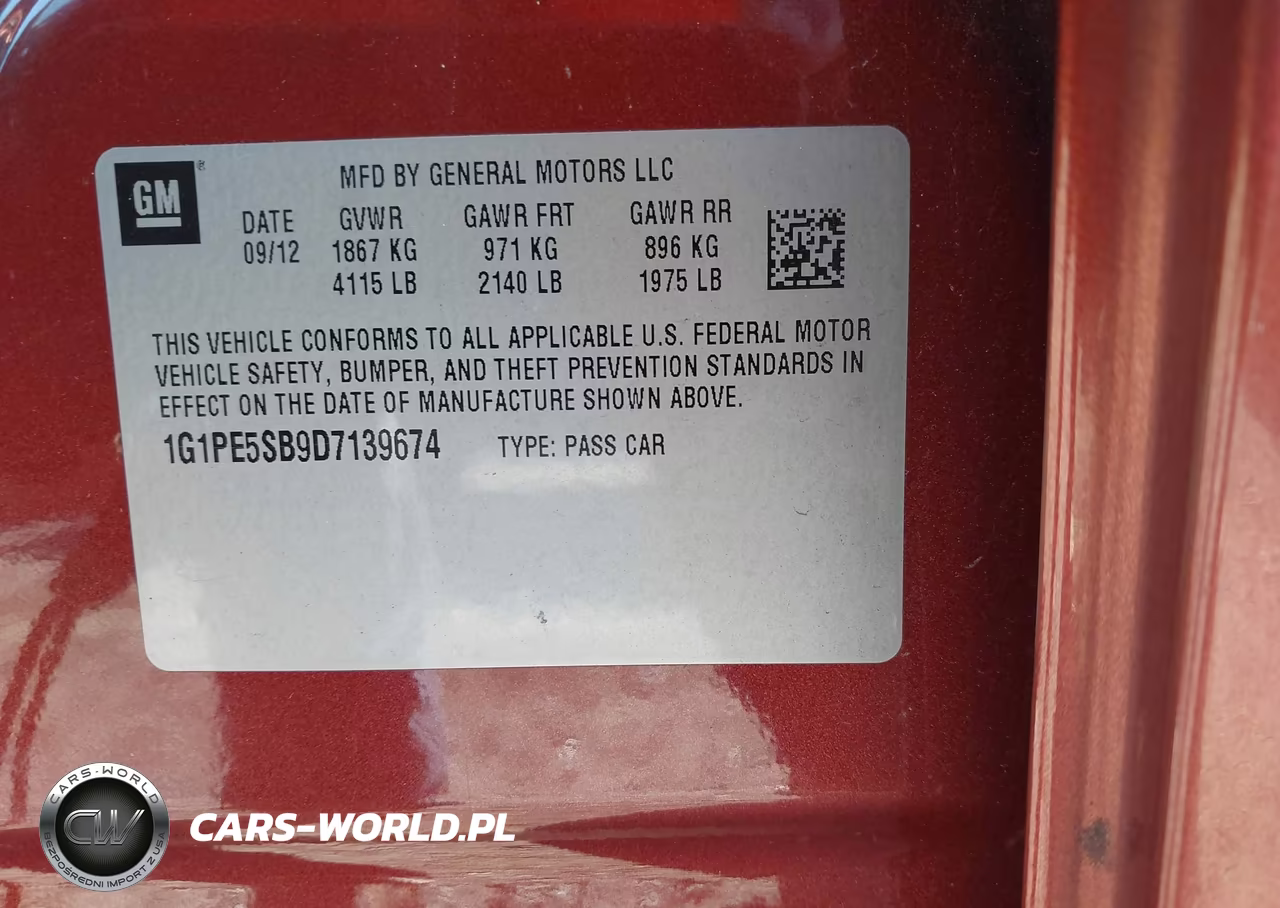 2013 Chevrolet Cruze 2Lt Auto VIN:1G1PE5SB9D7139674 - 9