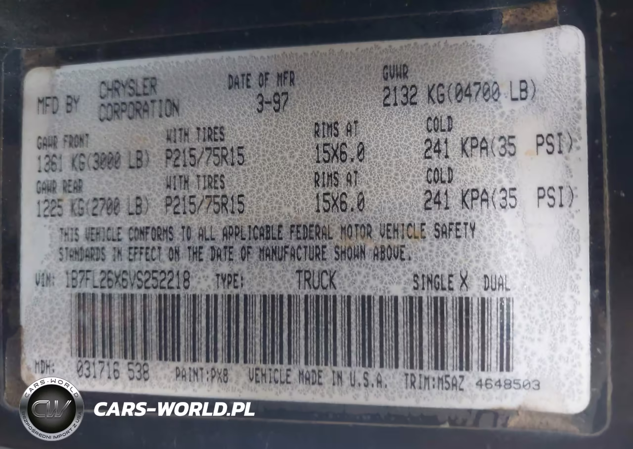 1997 Dodge Dakota Slt-Sport VIN:1B7FL26X6VS252218 - 9