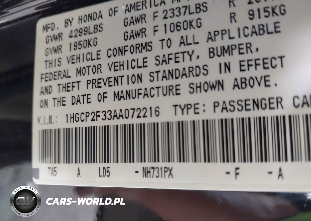 2010 Honda Accord 2.4 Lx VIN:1HGCP2F33AA072216 - 9