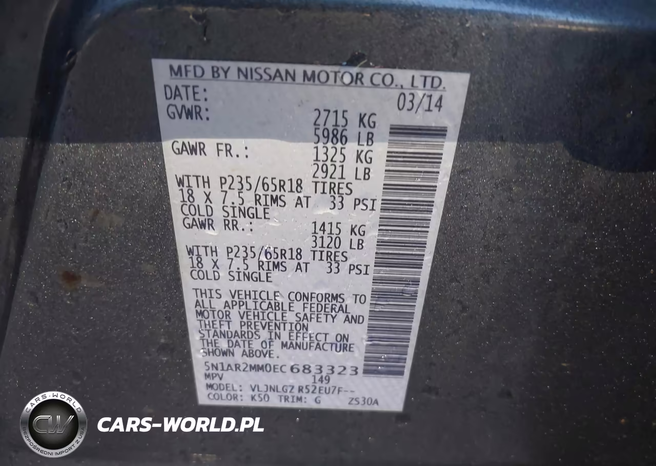 2014 Nissan Pathfinder Sl VIN:5N1AR2MM0EC683323 - 9