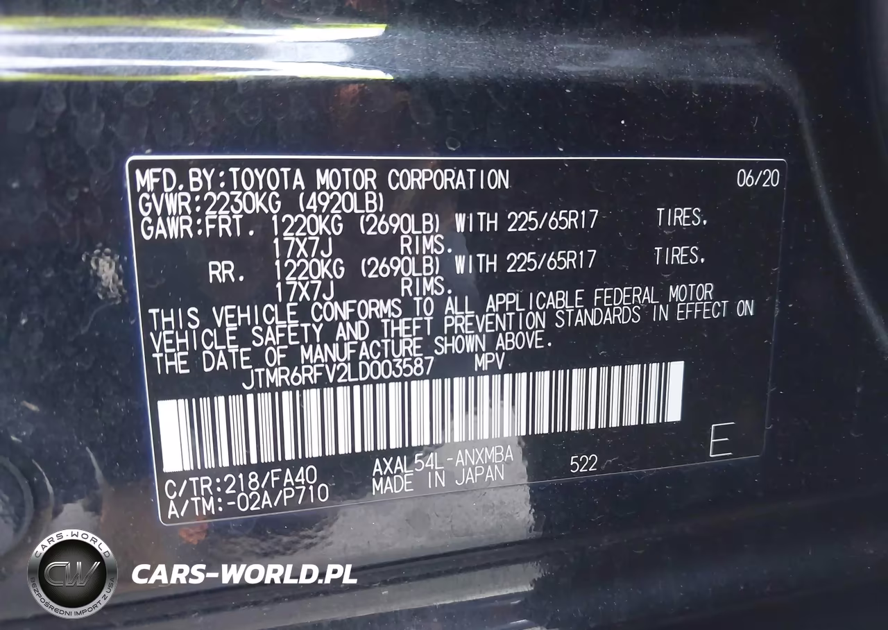 2020 Toyota Rav4 Hybrid Xle VIN:JTMR6RFV2LD003587 - 9