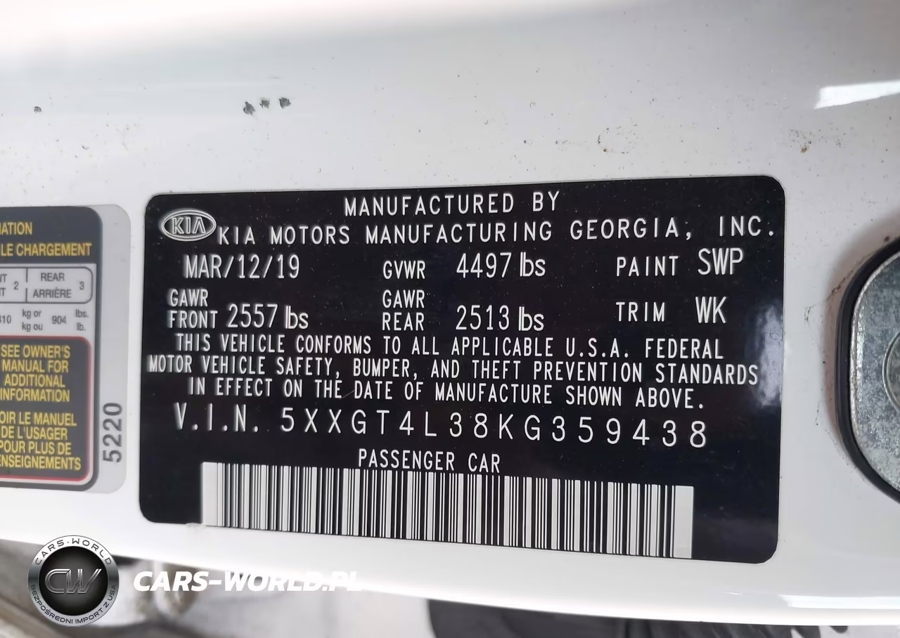 2019 Kia Optima Lx VIN:5XXGT4L38KG359438 - 9