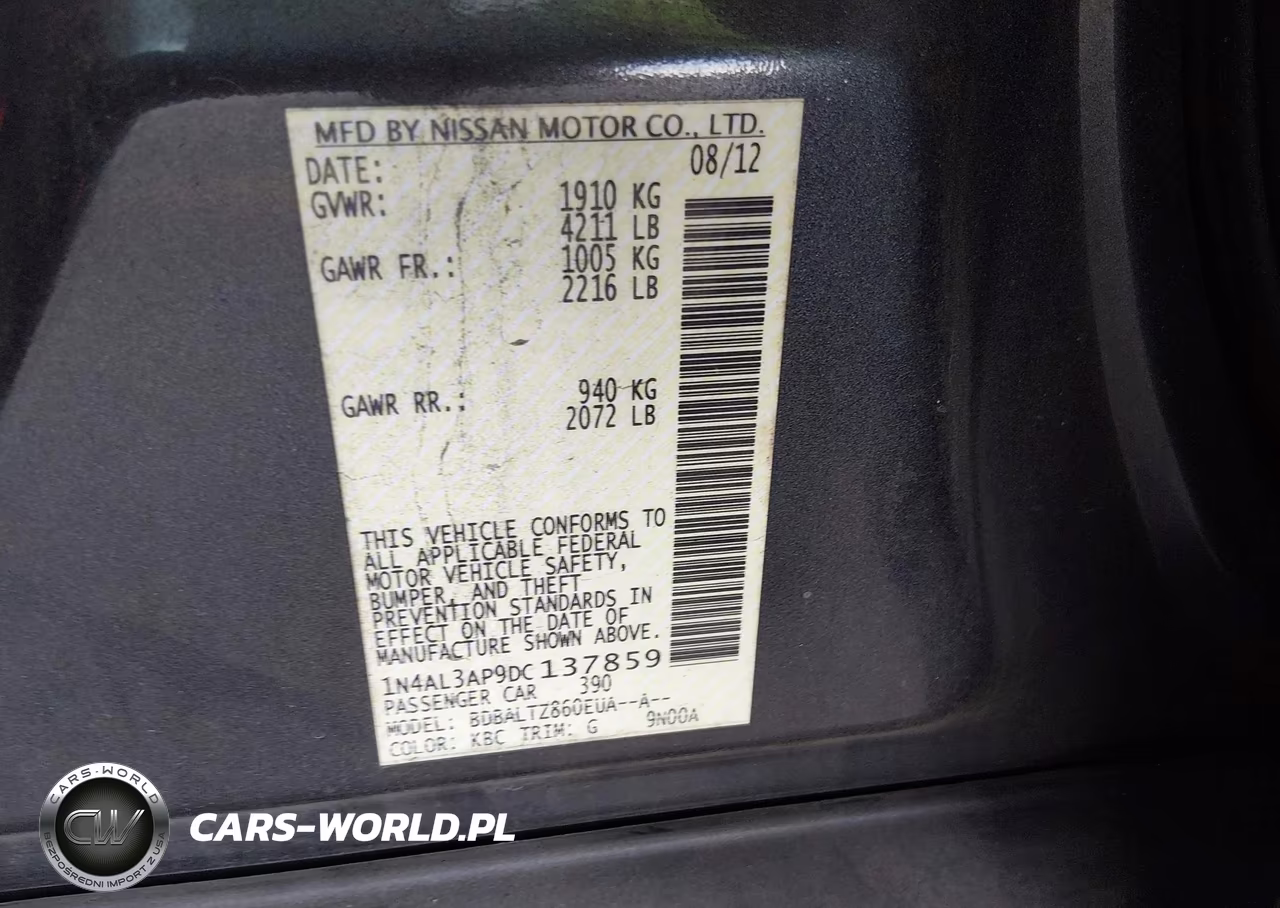 2013 Nissan Altima 2.5 Sv VIN:1N4AL3AP9DC137859 - 9