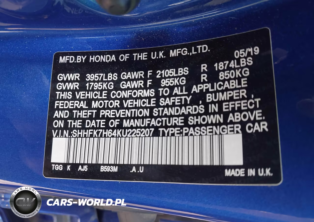 2019 Honda Civic Ex VIN:SHHFK7H64KU225207 - 9