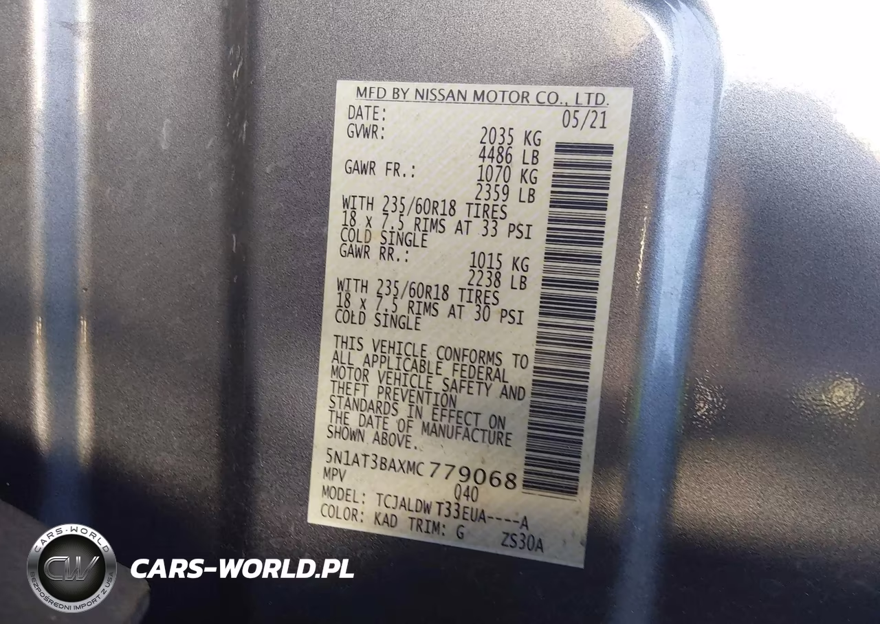 2021 Nissan Rogue Sv Fwd VIN:5N1AT3BAXMC779068 - 9