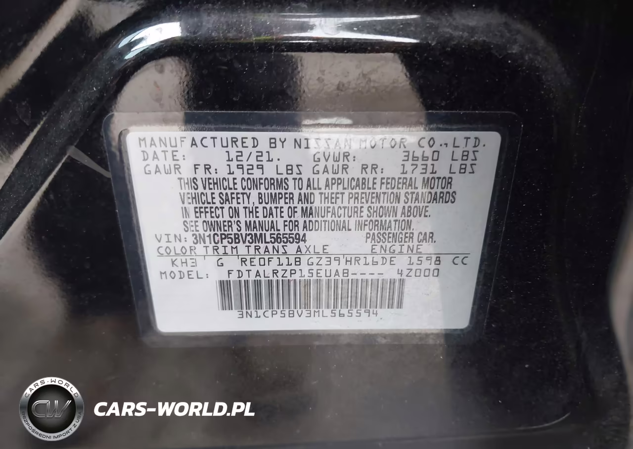 2021 Nissan Kicks S Xtronic Cvt VIN:3N1CP5BV3ML565594 - 9