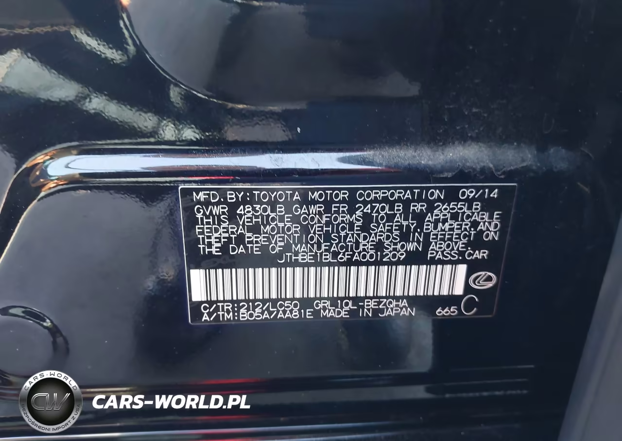 2015 Lexus Gs 350 VIN:JTHBE1BL6FA001209 - 9