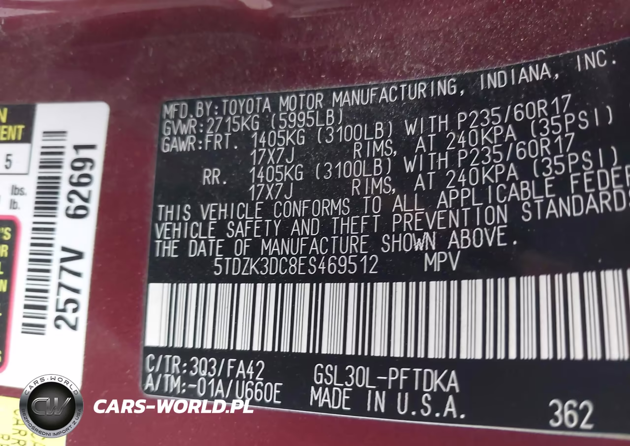2014 Toyota Sienna L V6 7 Passenger VIN:5TDZK3DC8ES469512 - 9