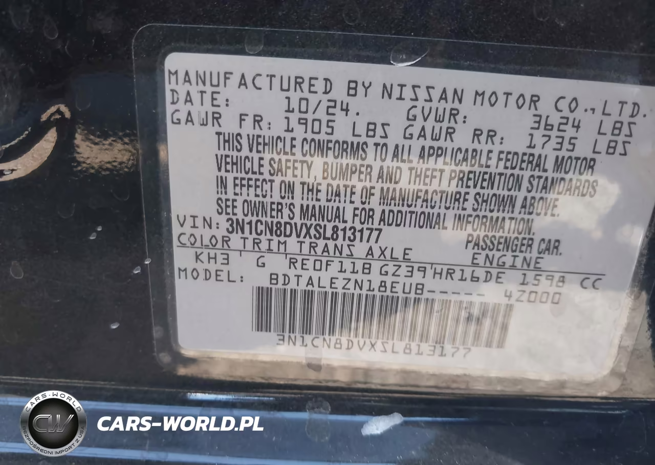 2025 Nissan Versa 1.6 S VIN:3N1CN8DVXSL813177 - 9