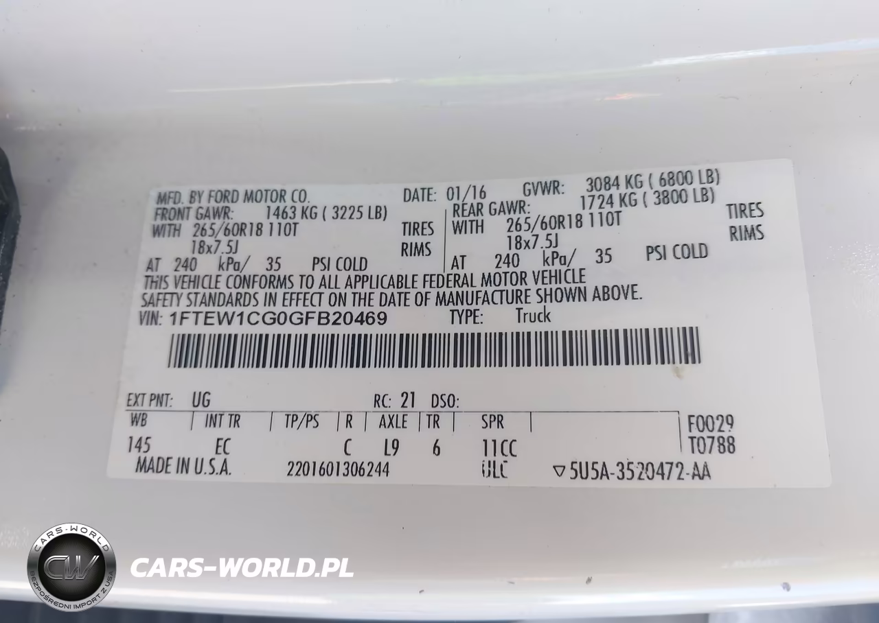 2016 Ford F-150 Lariat VIN:1FTEW1CG0GFB20469 - 9