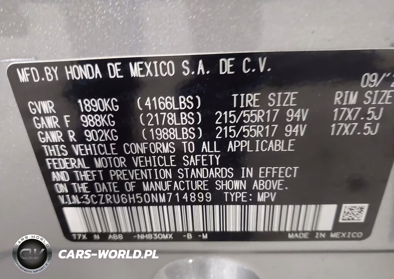 2022 Honda Hr-V Awd Ex VIN:3CZRU6H50NM714899 - 9