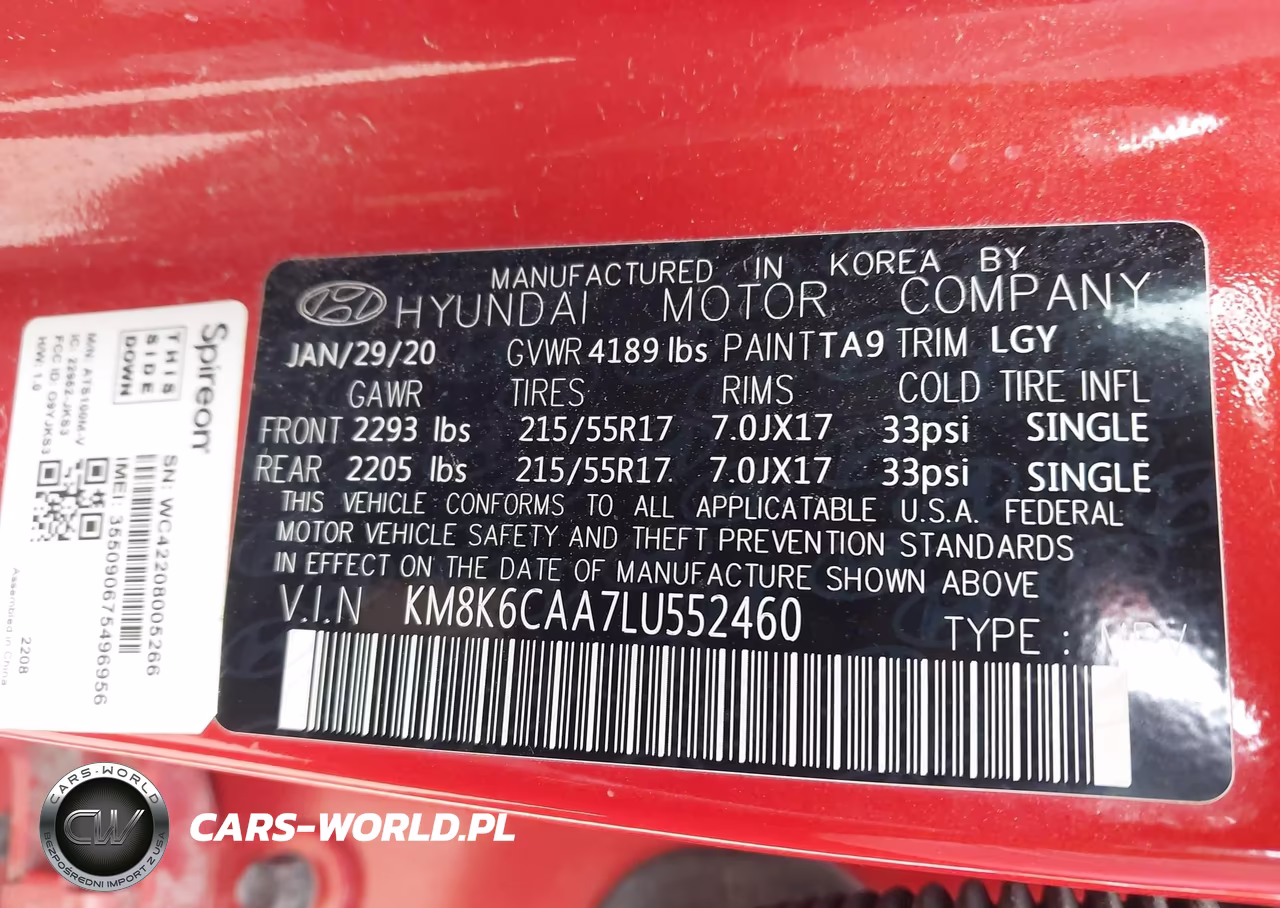 2020 Hyundai Kona Sel Plus VIN:KM8K6CAA7LU552460 - 9