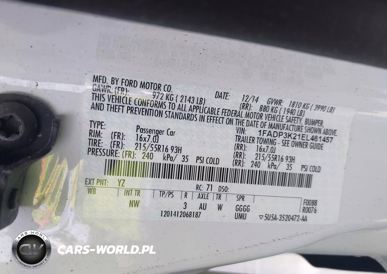 2014 Ford Focus Se VIN:1FADP3K21EL461457 - 9