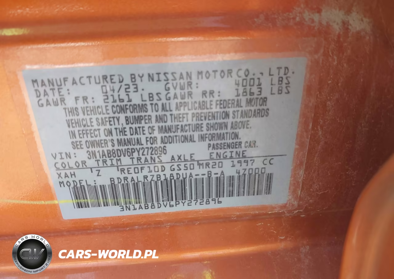 2023 Nissan Sentra Sr Xtronic Cvt VIN:3N1AB8DV6PY272896 - 9