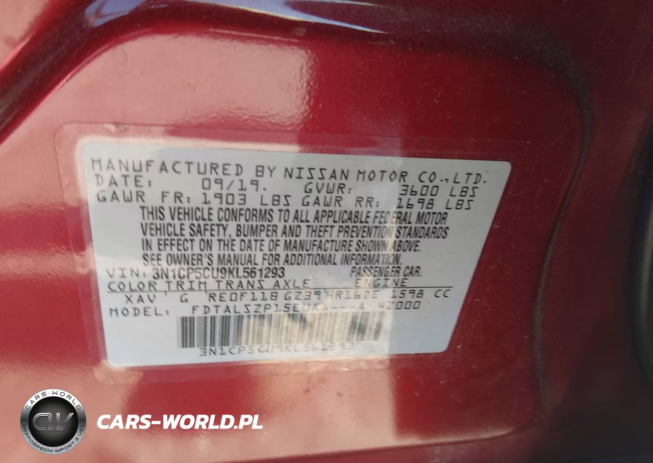 2019 Nissan Kicks S-Sr-Sv VIN:3N1CP5CU9KL561293 - 9