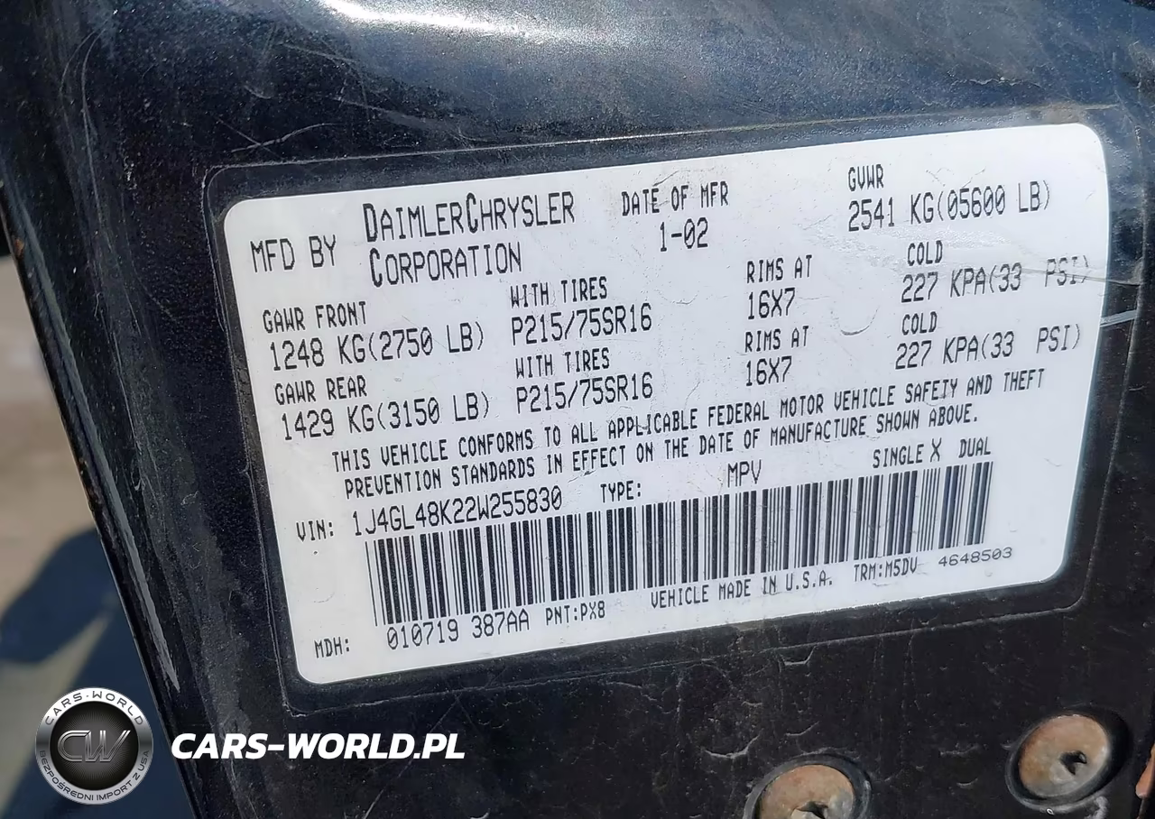 2002 Jeep Liberty Sport VIN:1J4GL48K22W255830 - 9