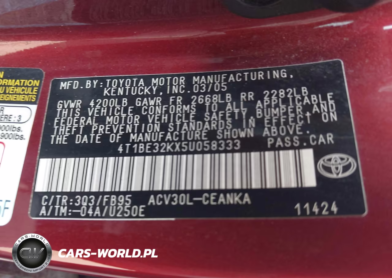 2005 Toyota Camry Le VIN:4T1BE32KX5U058333 - 9