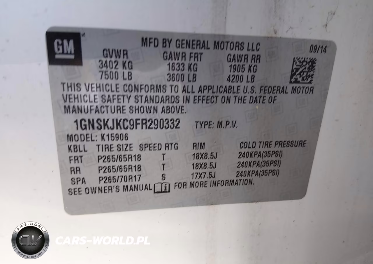 2015 Chevrolet Suburban 1500 Lt VIN:1GNSKJKC9FR290332 - 9