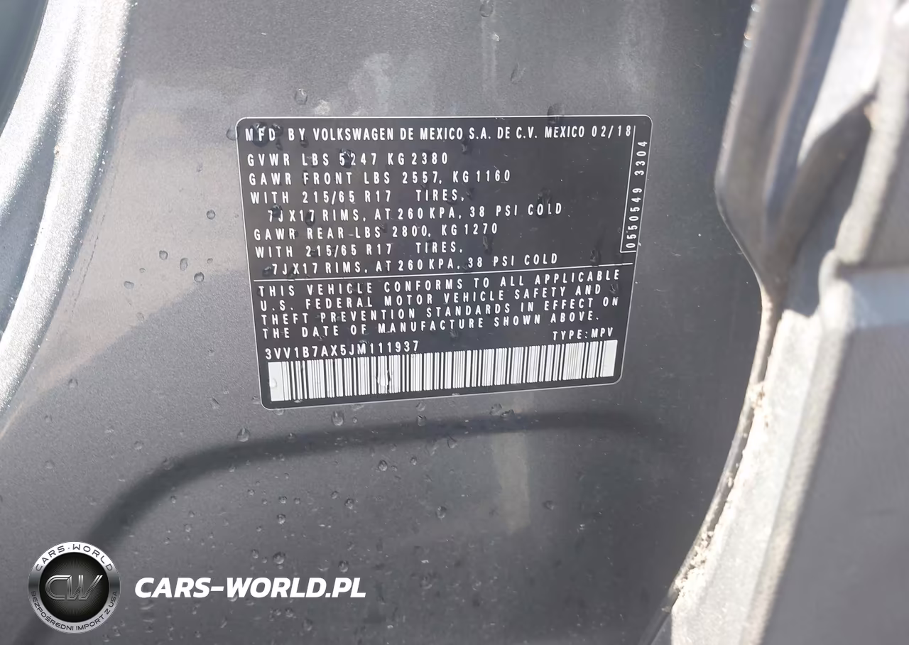 2018 Volkswagen Tiguan 2.0T S VIN:3VV1B7AX5JM111937 - 9