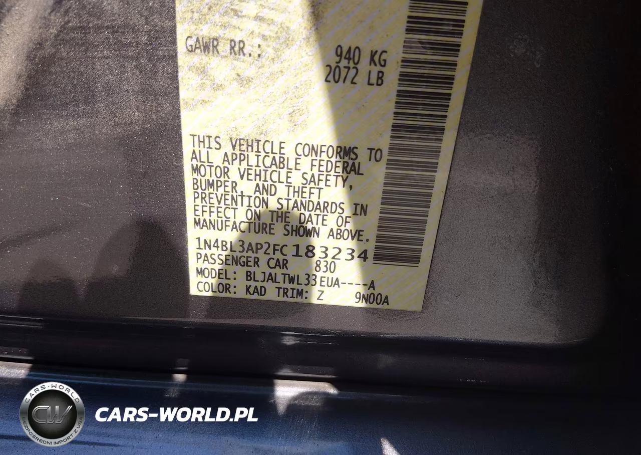 2015 Nissan Altima 3.5 S-3.5 Sl-3.5 Sv VIN:1N4BL3AP2FC183234 - 9