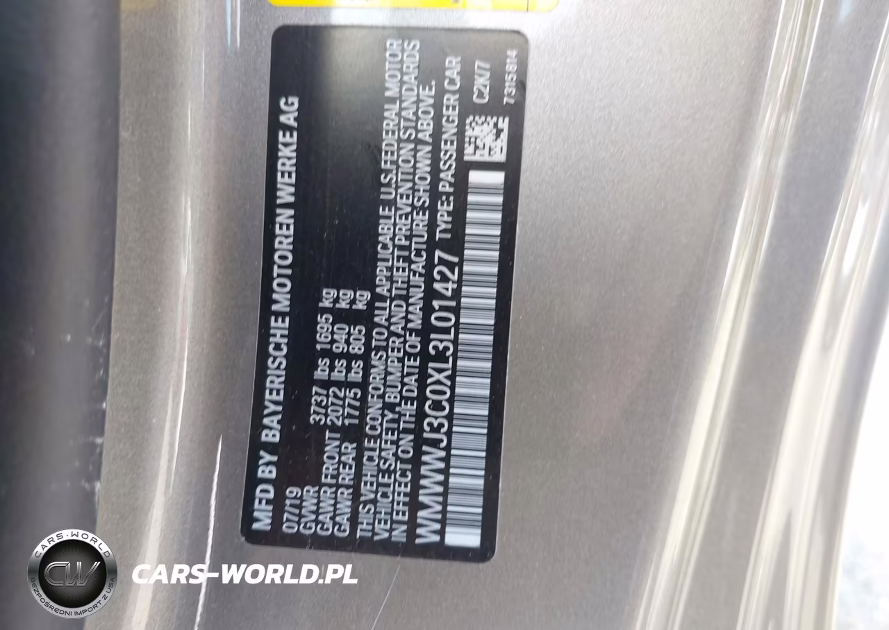 MINI COOPER VIN:WMWWJ3C0XL3L01427 - 9