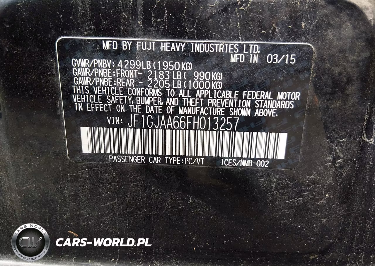 2015 Subaru Impreza 2.0I VIN:JF1GJAA66FH013257 - 9