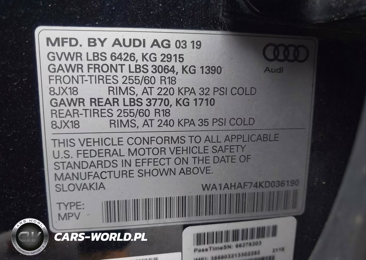 2019 Audi Q7 45 Se Premium-Premium VIN:WA1AHAF74KD036190 - 9