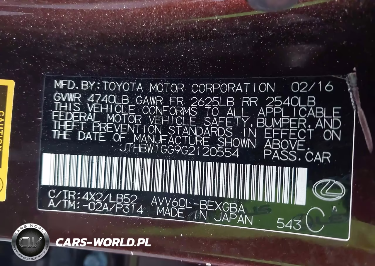2016 Lexus Es 300H VIN:JTHBW1GG9G2120554 - 9