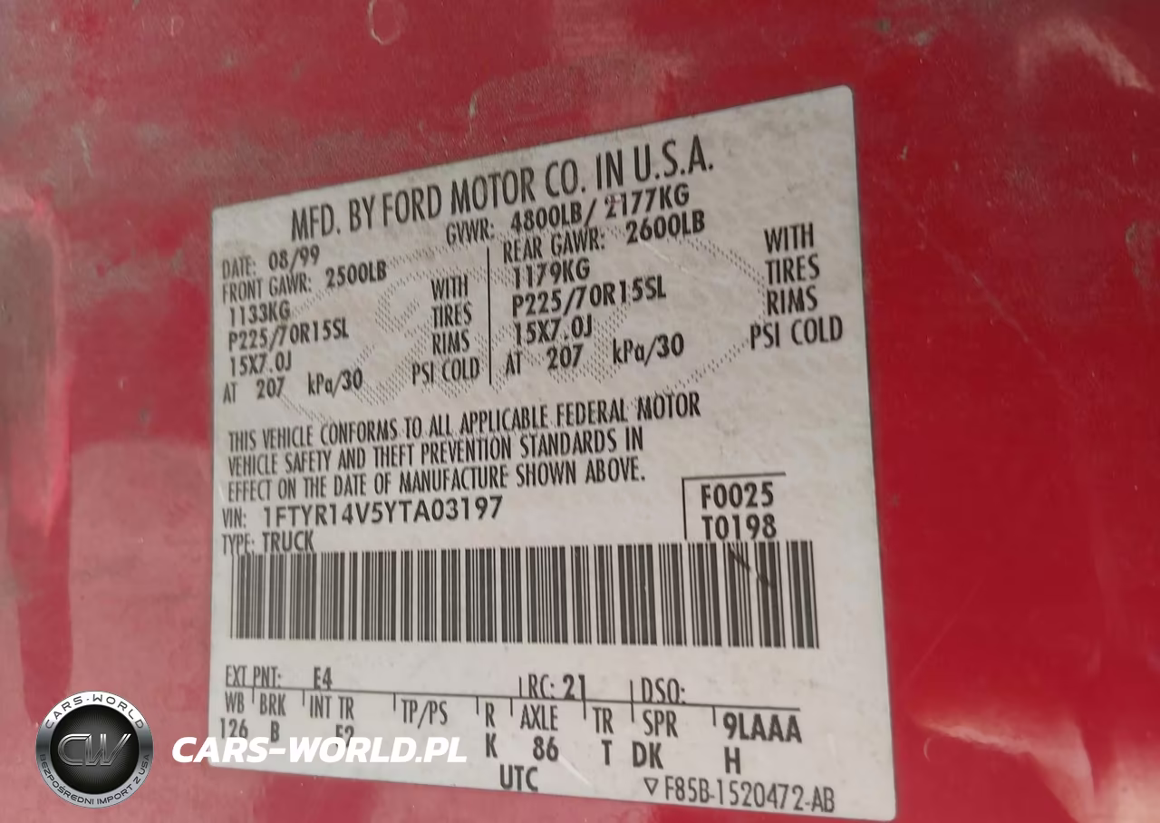 2000 Ford Ranger Xl-Xlt VIN:1FTYR14V5YTA03197 - 9