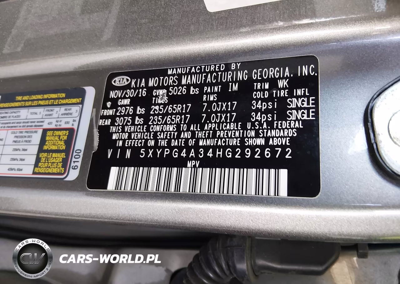 2017 Kia Sorento 2.4L L VIN:5XYPG4A34HG292672 - 9