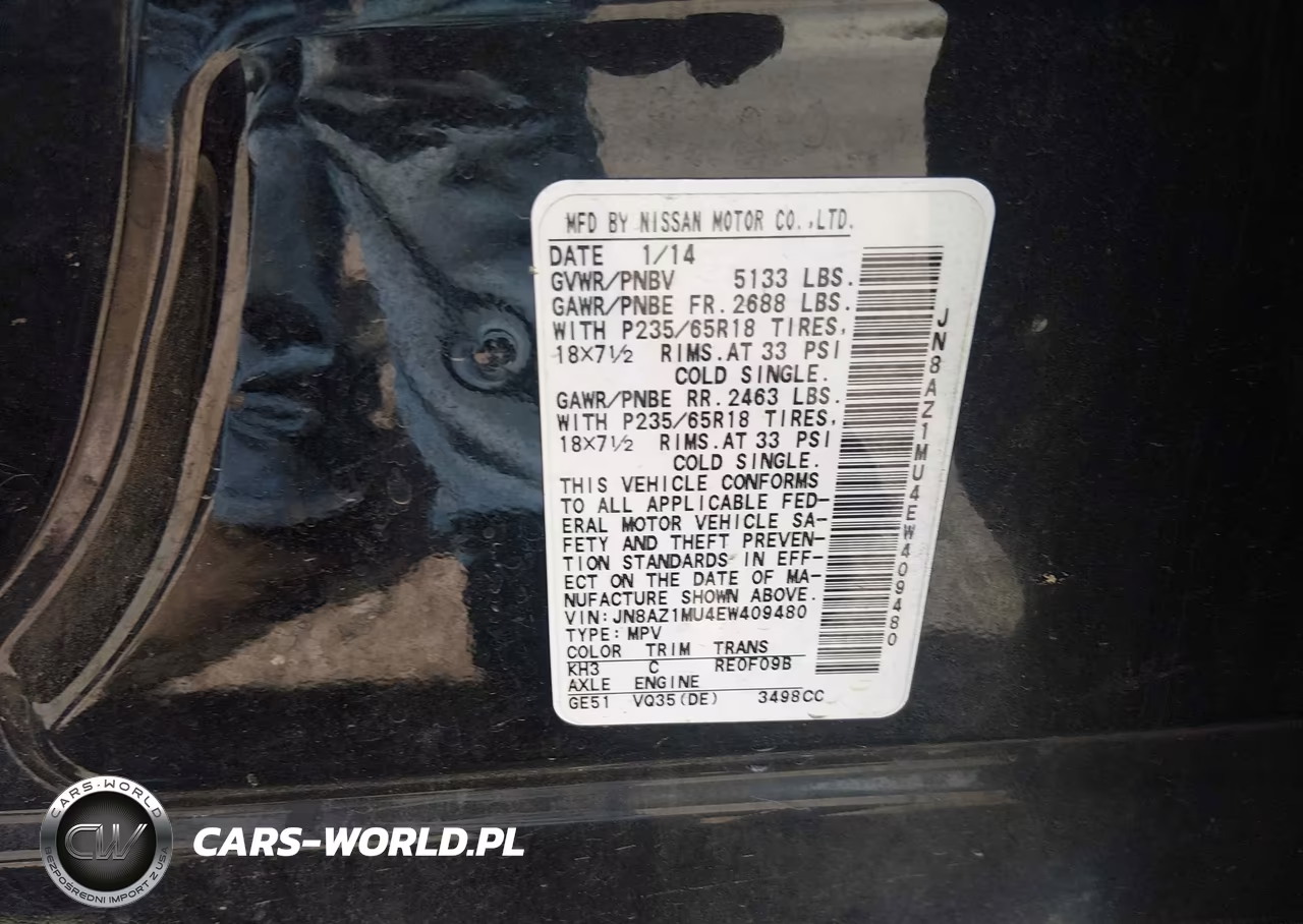 2014 Nissan Murano Sl VIN:JN8AZ1MU4EW409480 - 9