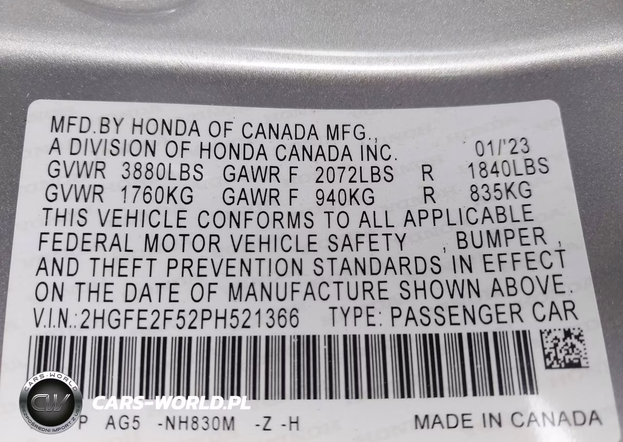 2023 Honda Civic Sport VIN:2HGFE2F52PH521366 - 9