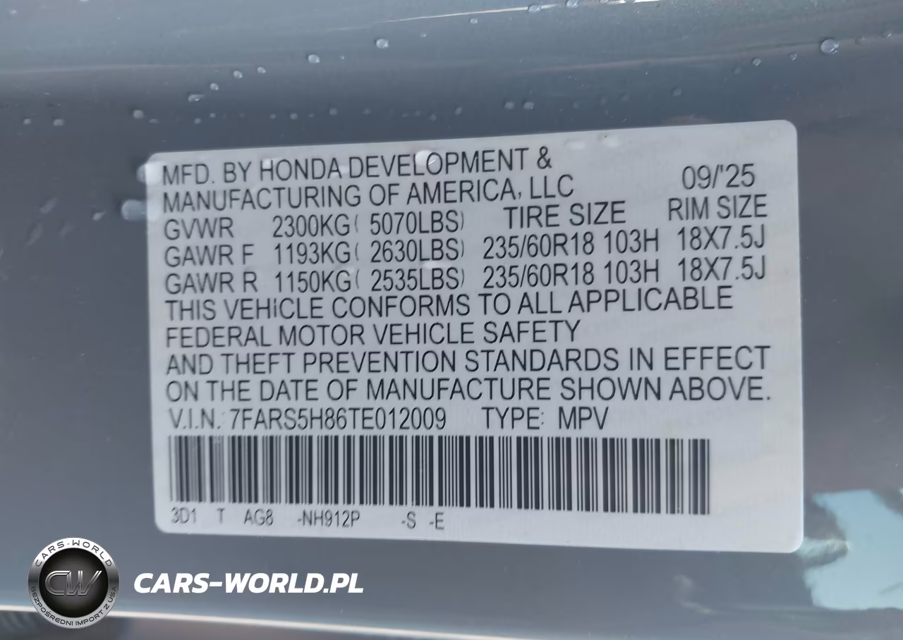 2026 Honda Cr-V Hybrid 2Wd Sport-L VIN:7FARS5H86TE012009 - 9