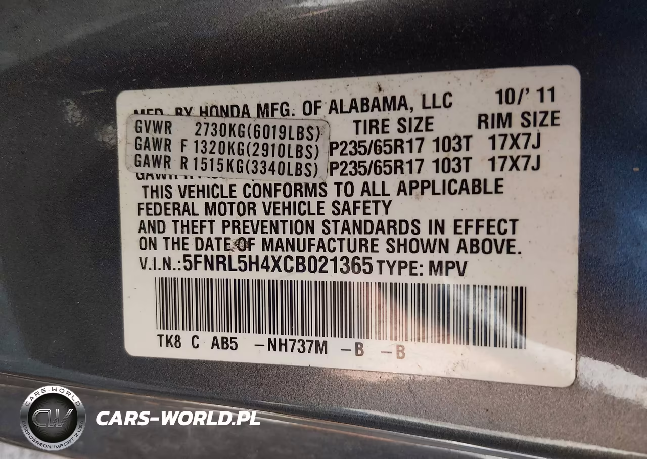 2012 Honda Odyssey Ex VIN:5FNRL5H4XCB021365 - 9