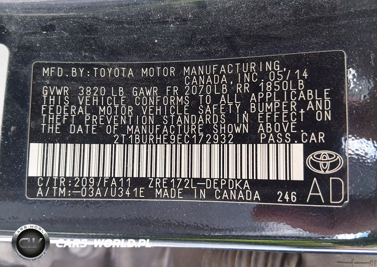 2014 Toyota Corolla L-Le-Le Pls-Prm-S-S Pls VIN:2T1BURHE9EC172932 - 9