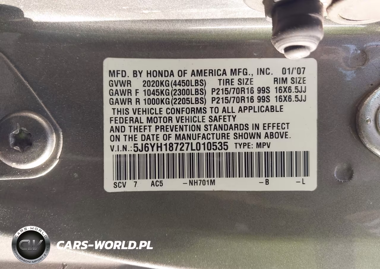 2007 Honda Element Ex VIN:5J6YH18727L010535 - 9