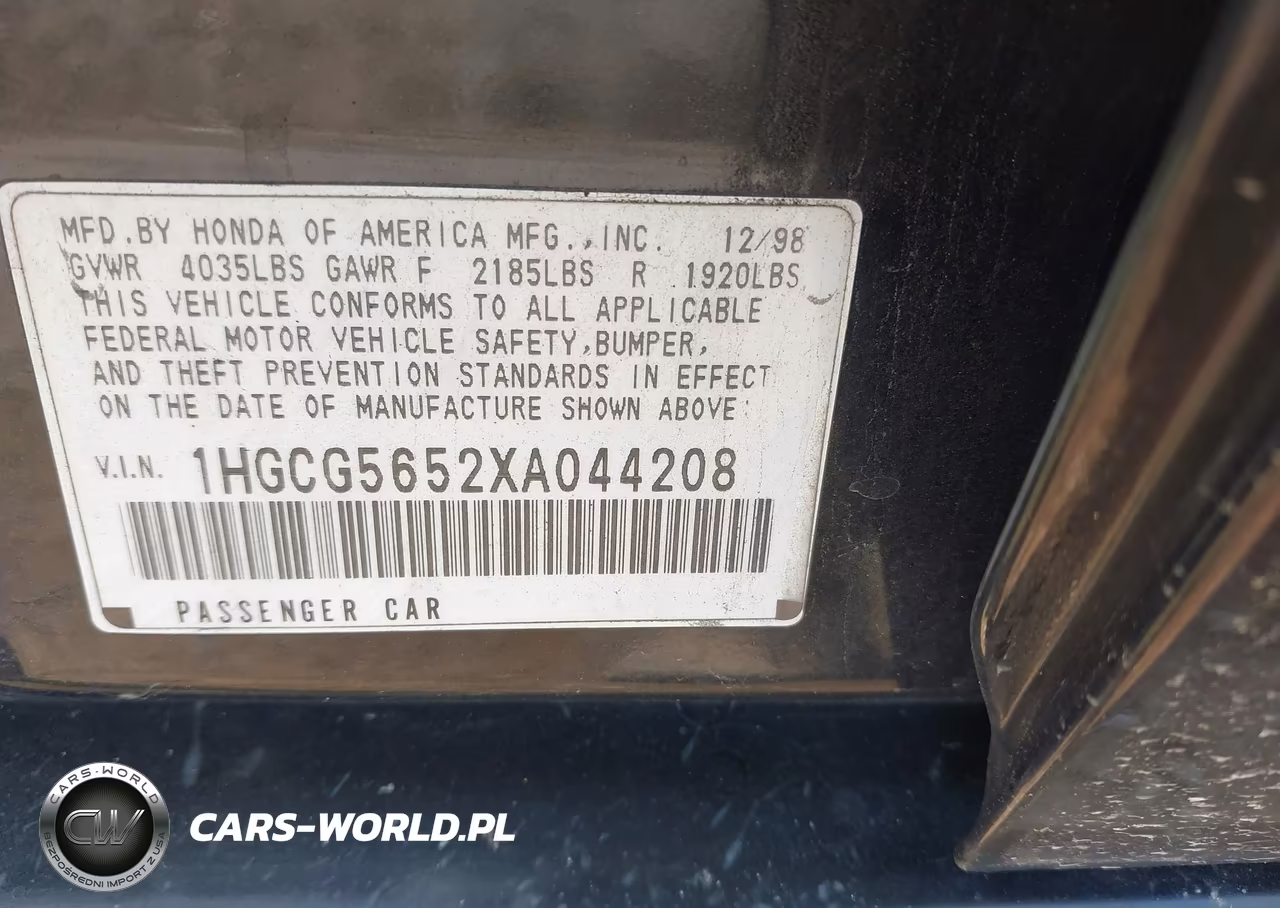 1999 Honda Accord Ex VIN:1HGCG5652XA044208 - 9