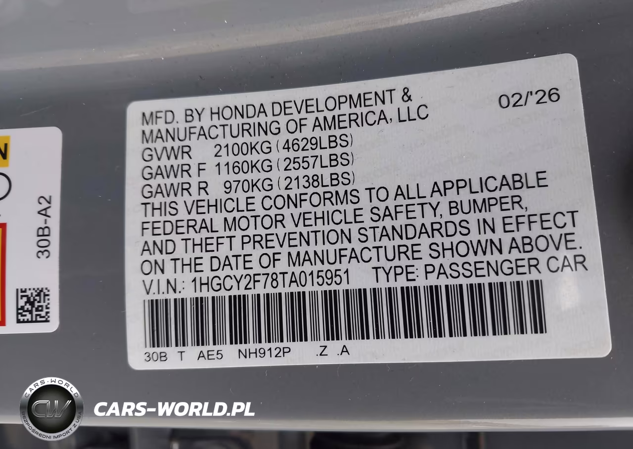 2026 Honda Accord Hybrid Sport-L VIN:1HGCY2F78TA015951 - 9