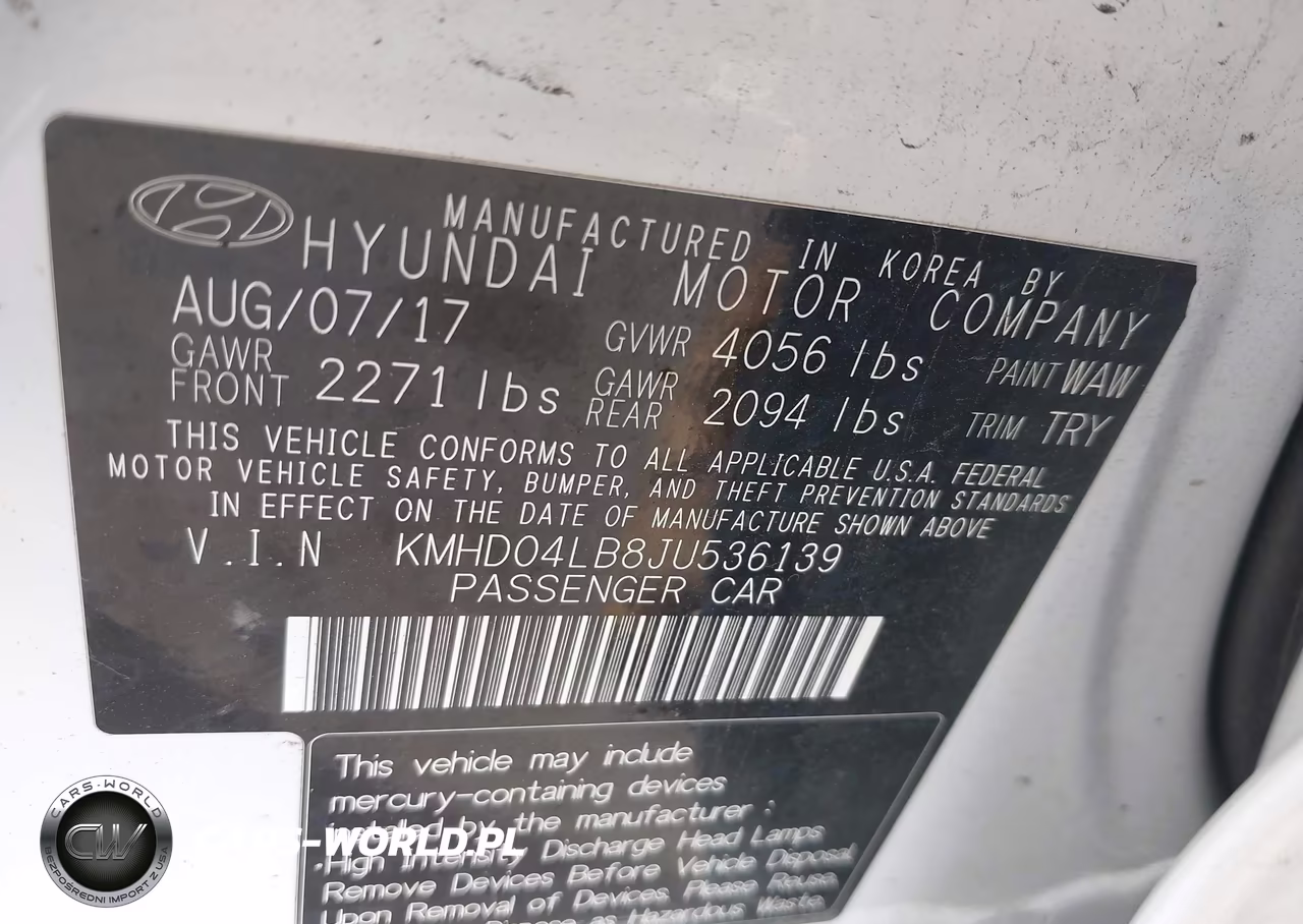 2018 Hyundai Elantra Sport VIN:KMHD04LB8JU536139 - 9