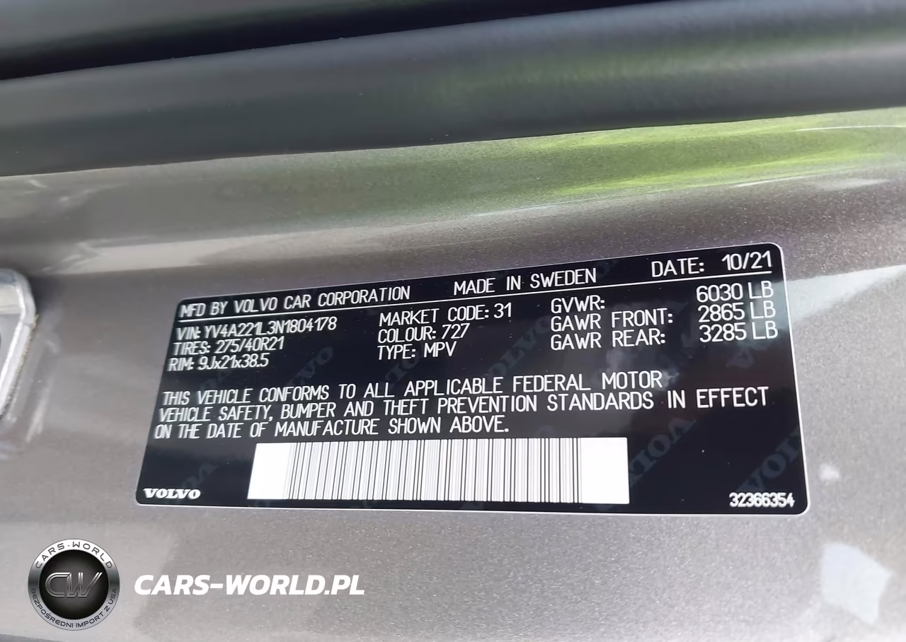 2022 Volvo Xc90 T6 Inscription 6 Passenger VIN:YV4A221L3N1804178 - 9