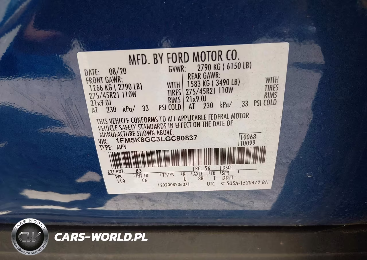 2020 Ford Explorer St VIN:1FM5K8GC3LGC90837 - 9